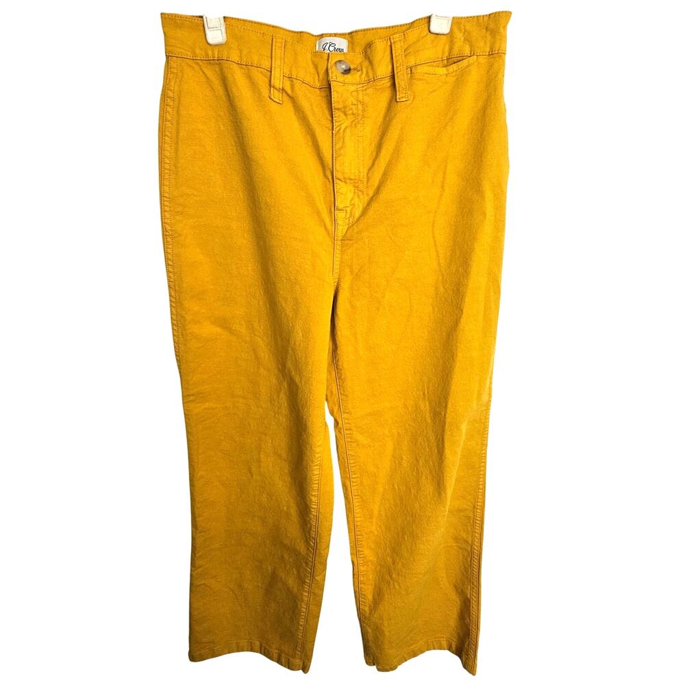 J. Crew Womens Wide Leg Slim Fit Yellow Pants Size 29T Chinos Preppy Stretch